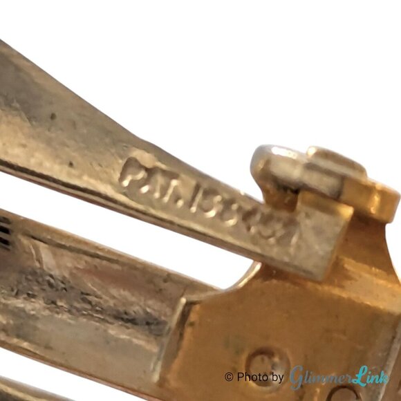 Vintage Pink Rhinestone Blue Cabochon Round Gold Tone Clip On Earrings - Picture 8 of 11